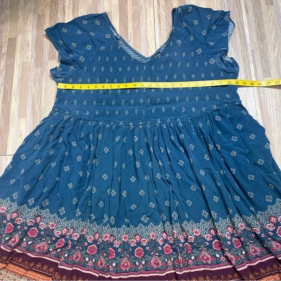 Torrid Boho Teal Floral Border Summer Dress Women’s Plus Size 6x - Picture 2 of 10